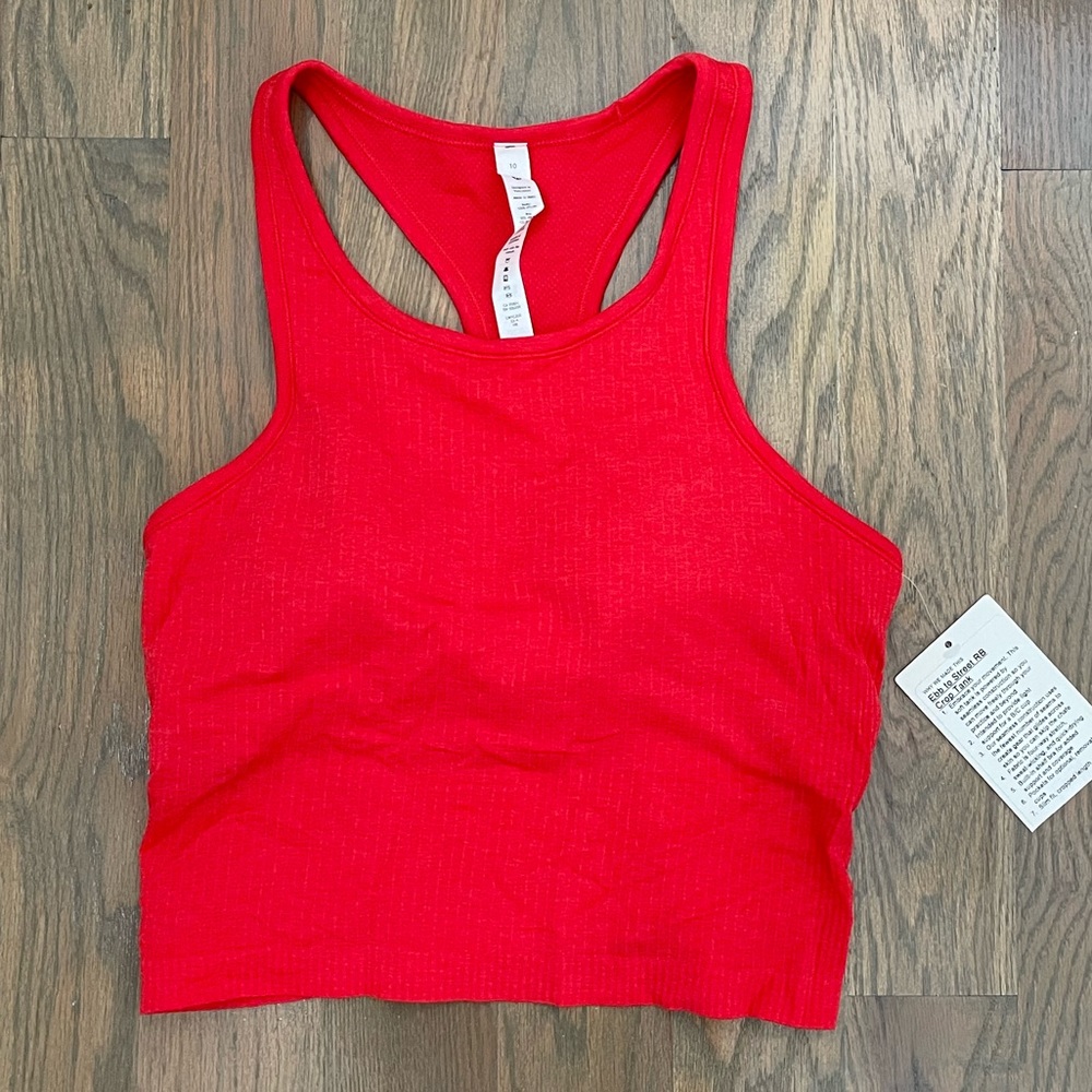 NWT EBB to street racerback crop tank in carnation red